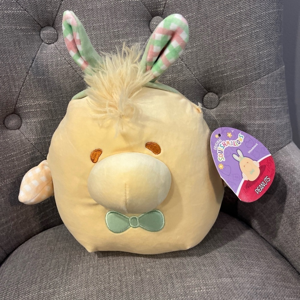 Squishmallows Peanuts Woodstock Easter Bunny Ears & Bow Tie NWT - Picture 2 of 7